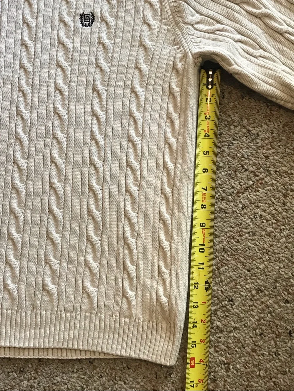 Vintage Ivory Chaps Cable Knit Sweater Mens XL Fits L Y2K Preppy 100% Cotton EUC